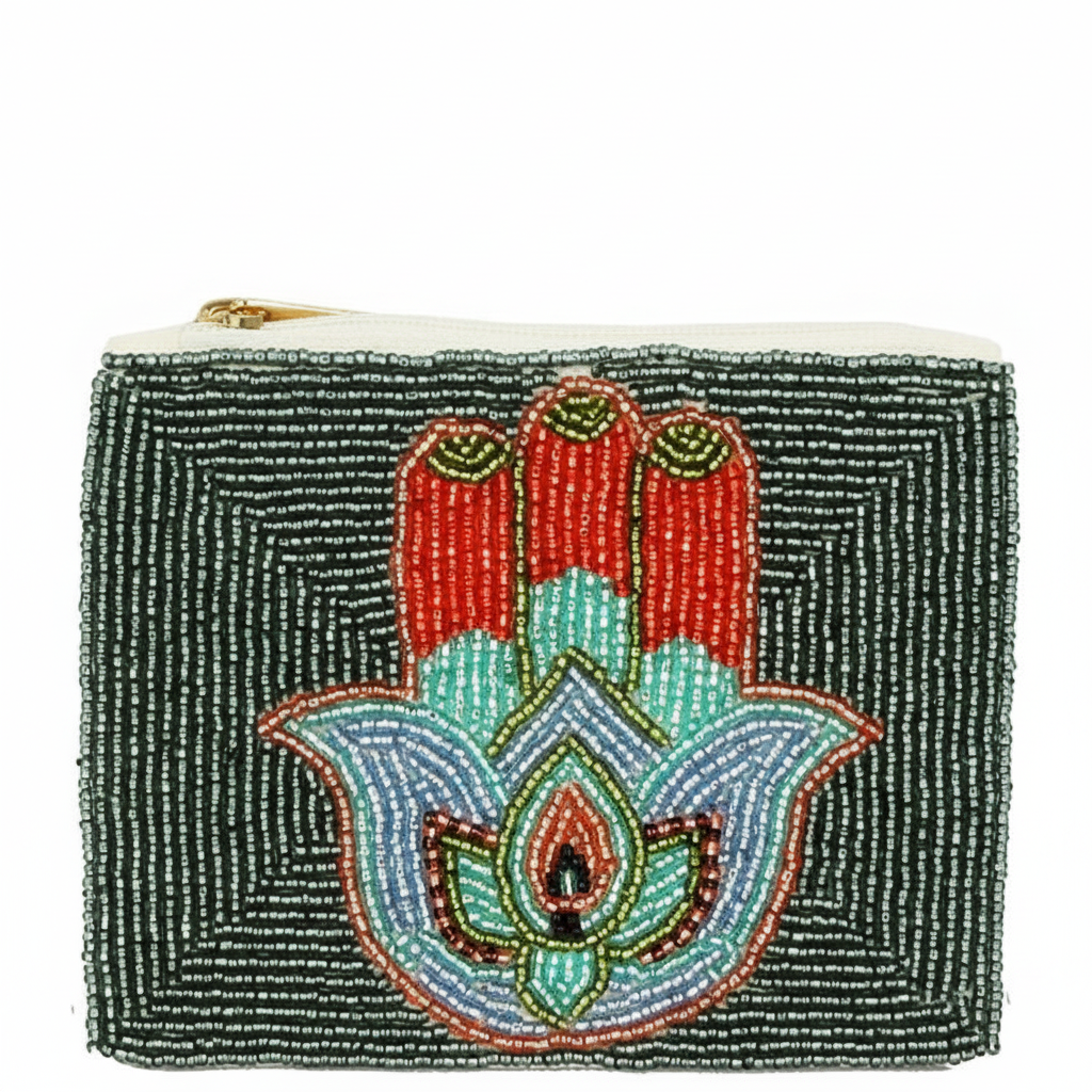 Beaded Hamsa Hand Coin Purse