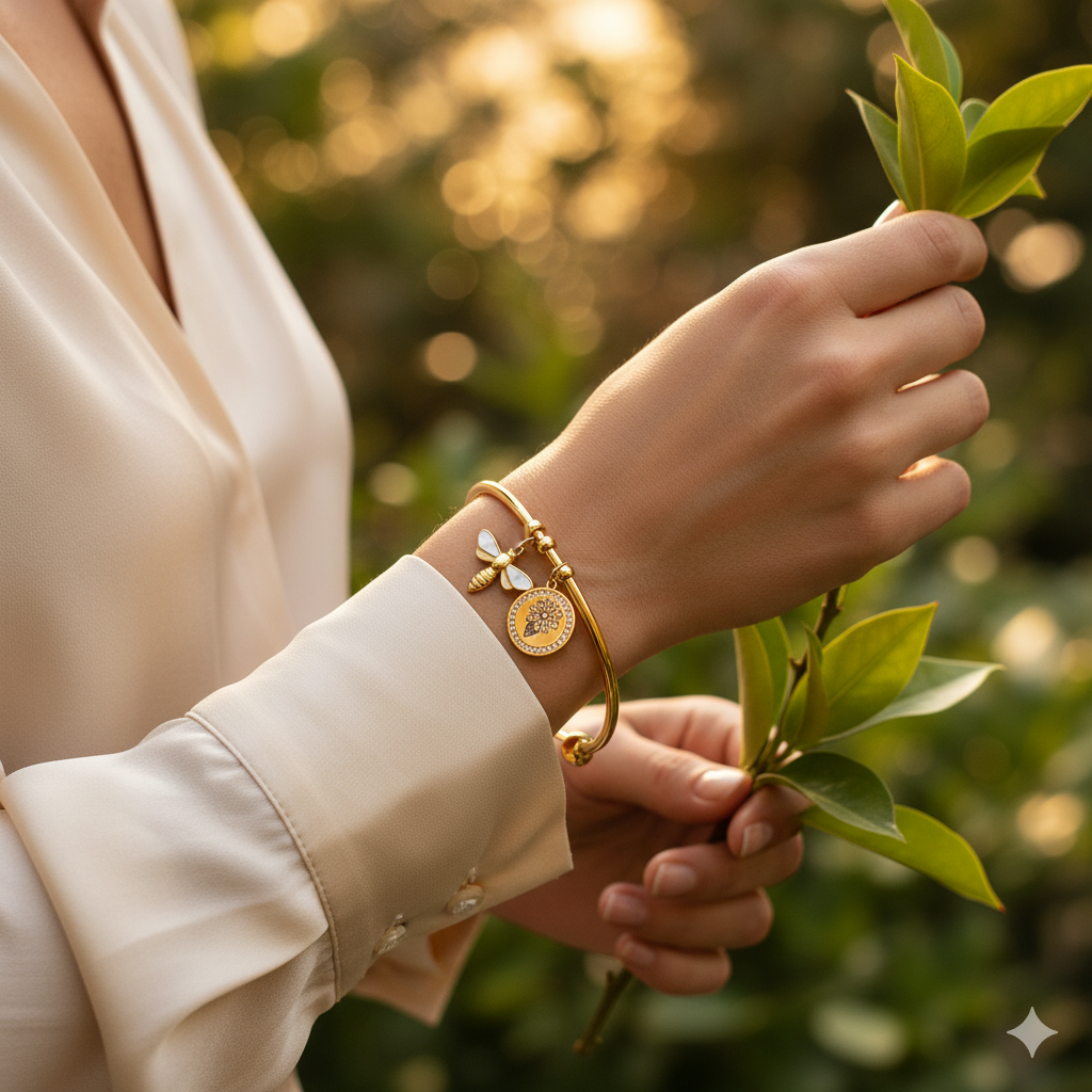 Bee Elegance Gold-Plated Bangle