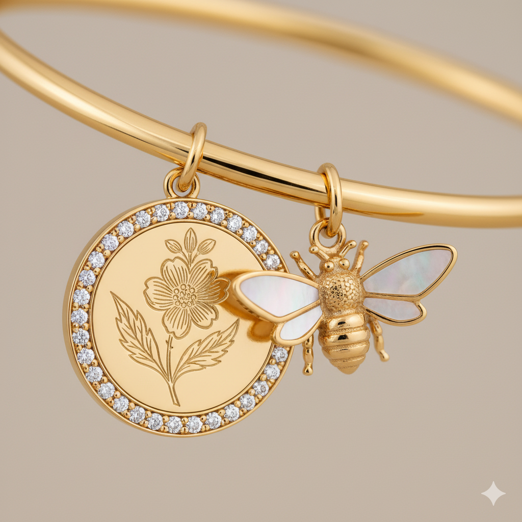 Bee Elegance Gold-Plated Bangle