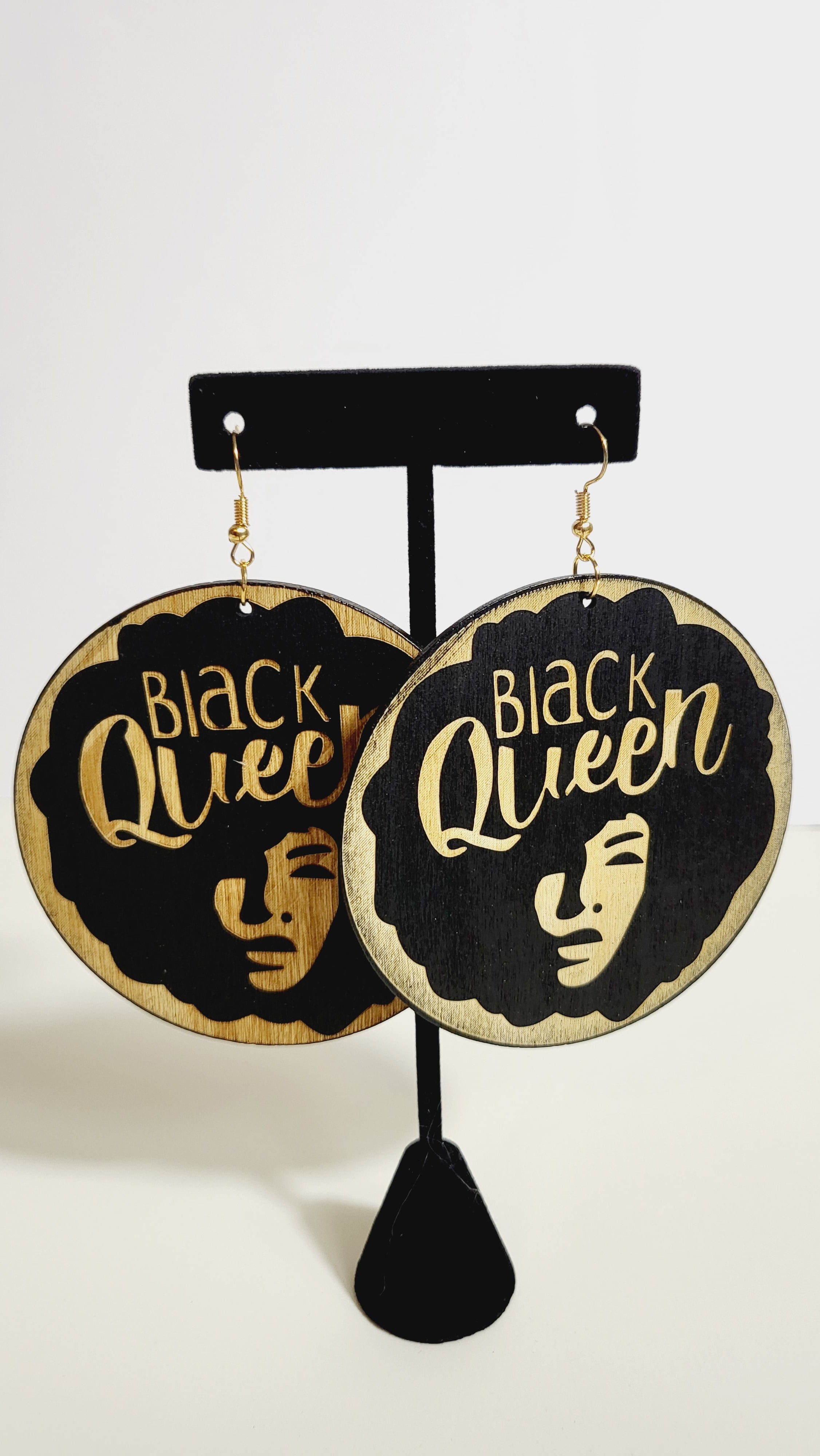 Black Queen - Wood Earrings