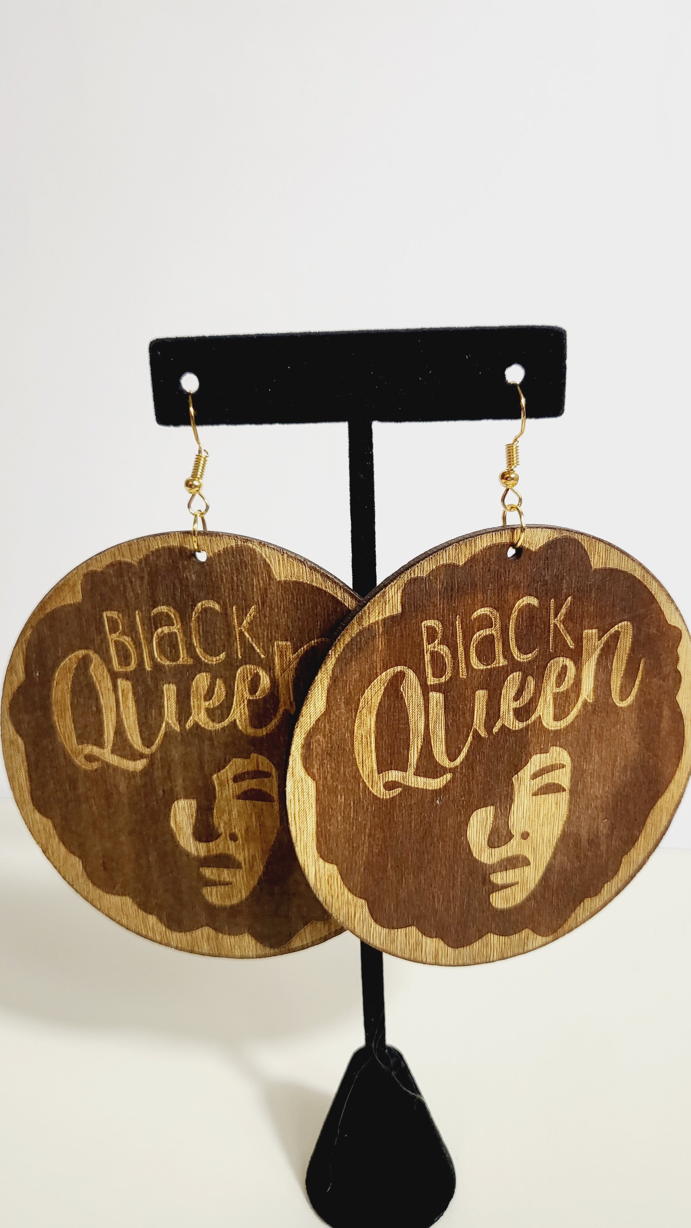 Black Queen - Wood Earrings