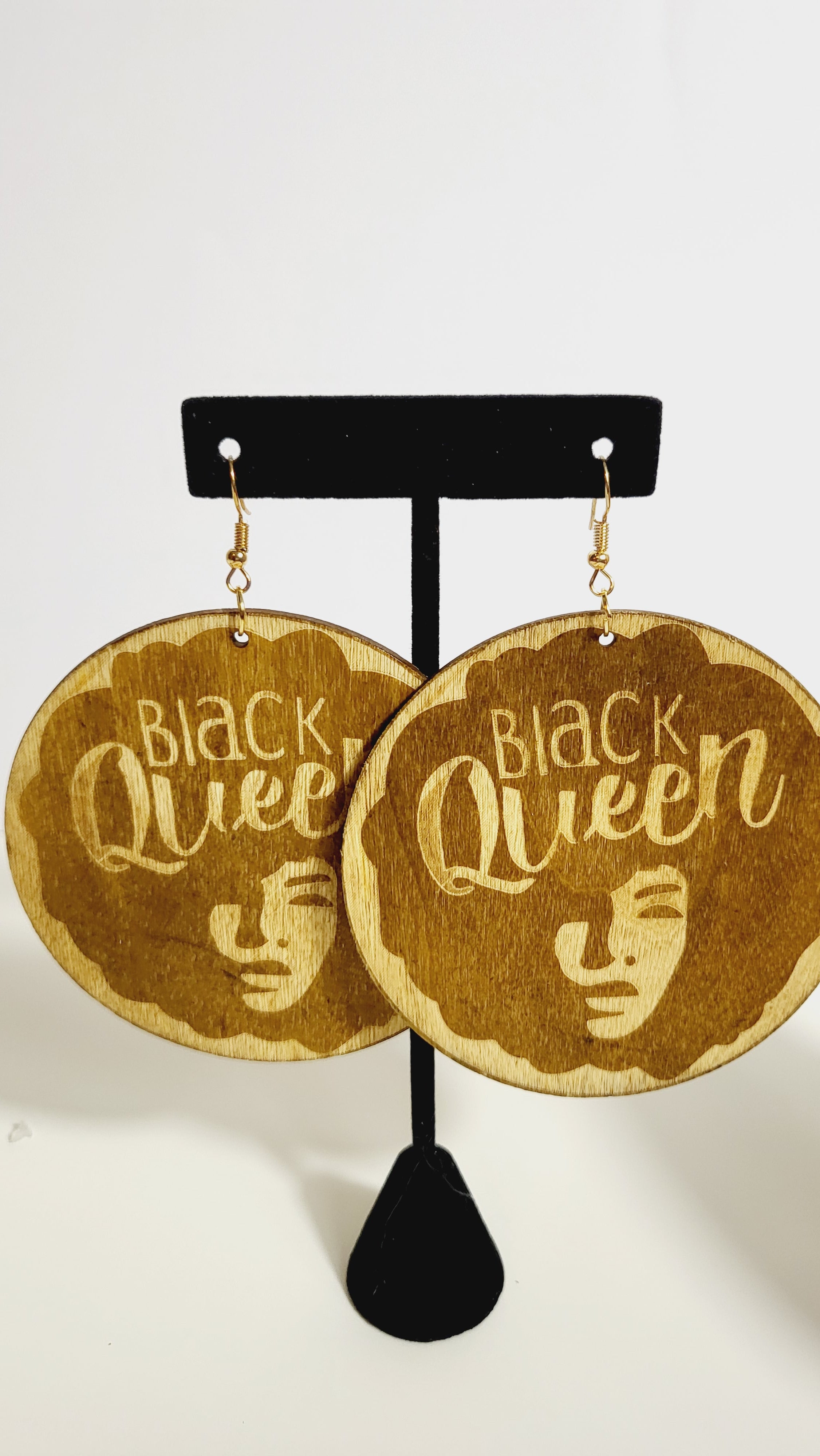 Black Queen - Wood Earrings