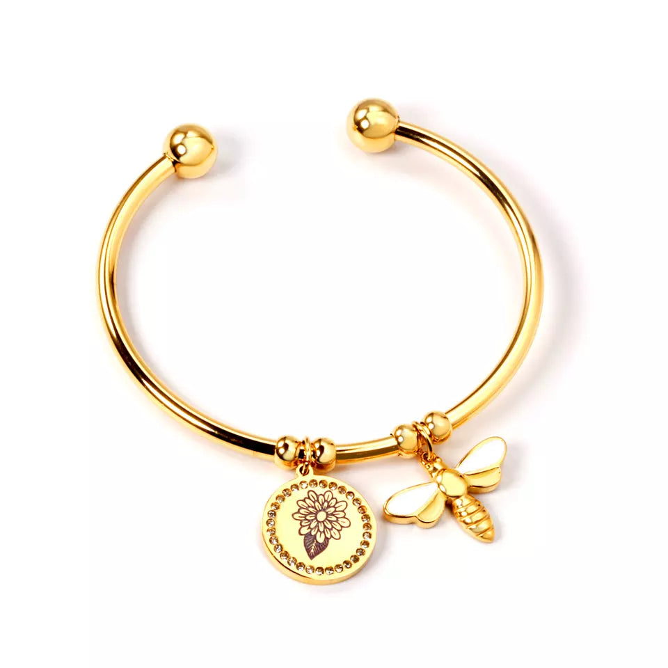 Bee Elegance Gold-Plated Bangle