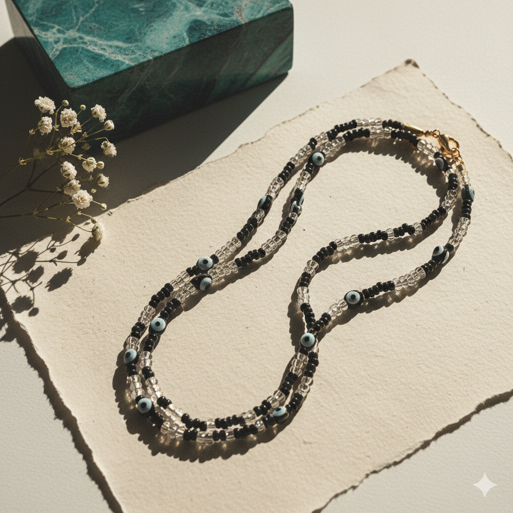 Delicate Evil Eye Beaded  Necklace