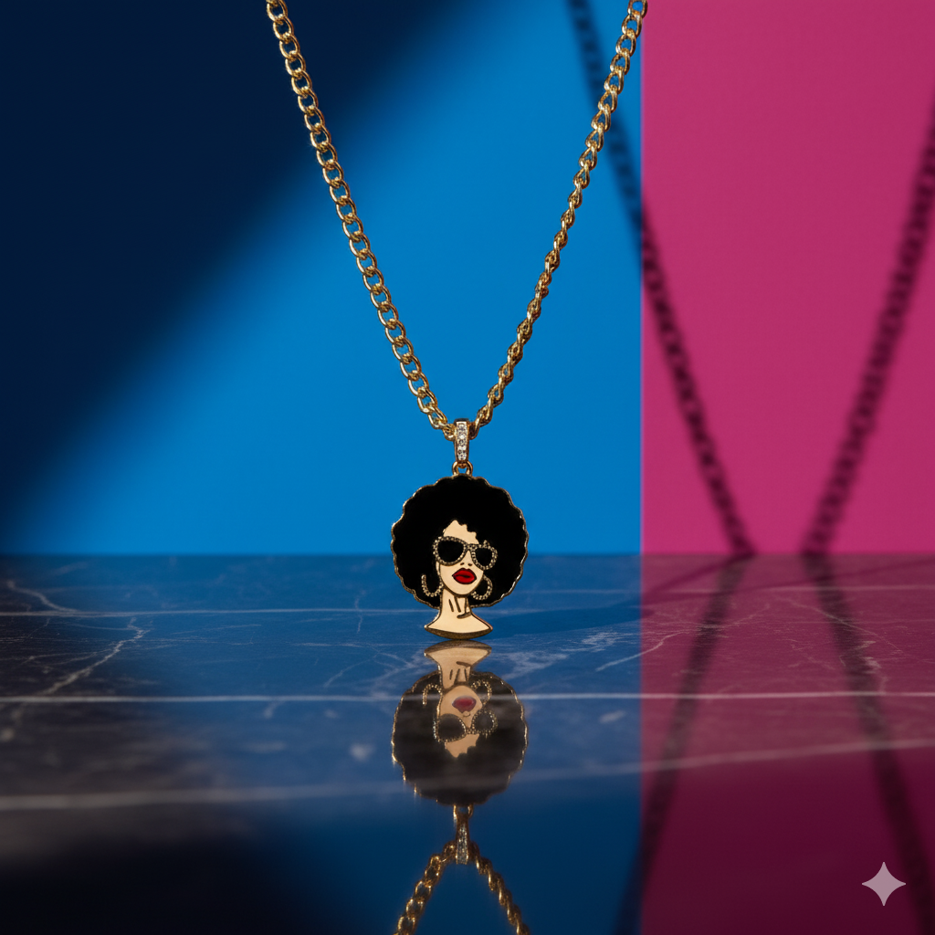 Hip Hop Afro Girl- Cuban link