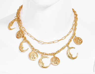 LLayered Moon Charm Necklace –  Gold Plated Celestial Jewelry