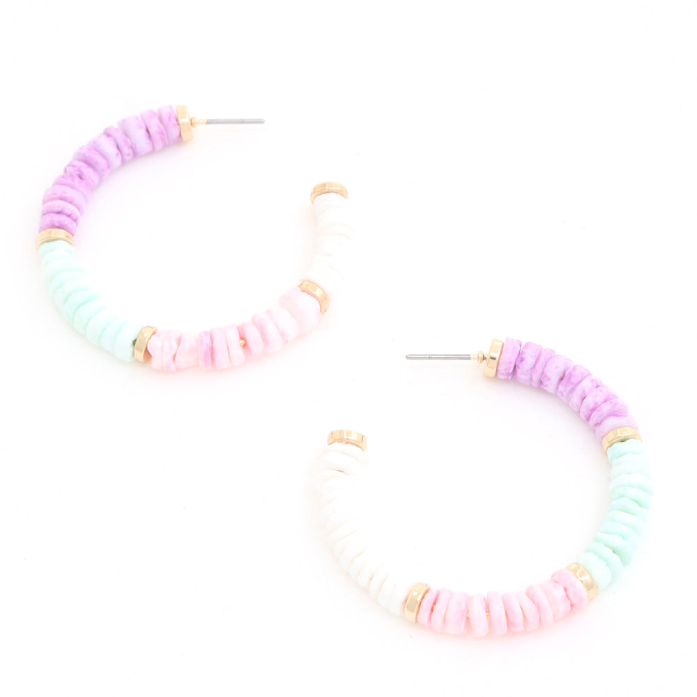 Clay Bead Open Hoop Earrings