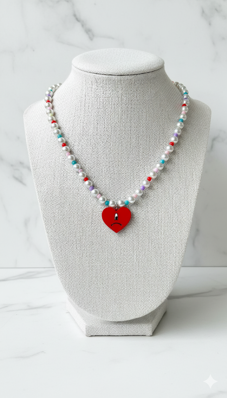 Sad Heart Necklace – Trendy Heart Emoji Jewelry