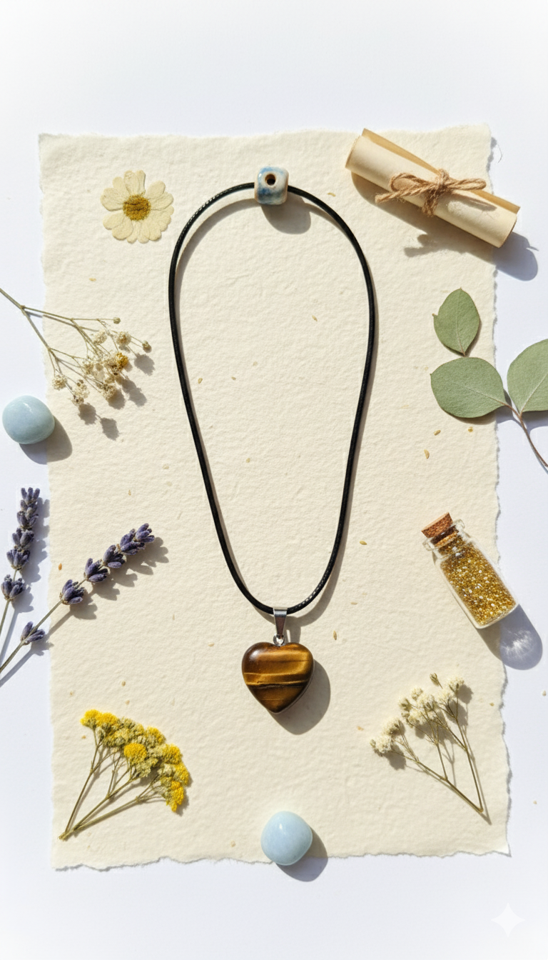 Tiger Eye Heart Stone Necklace